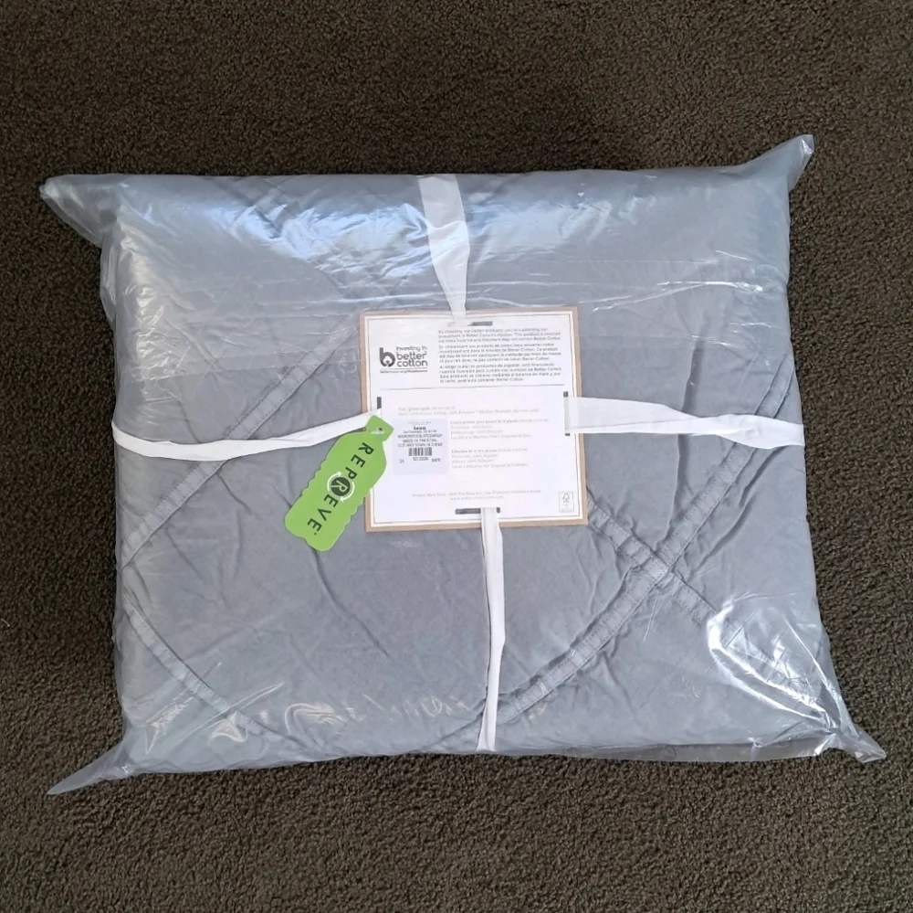 Pottery Barn Teen Washed Rapids Quilt Comforter F/Q Gray NWT